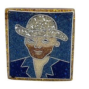 Handmade Resin Pin Brooch Vincent Van Gogh Self-Portrait Artisan Art Jewelry VTG